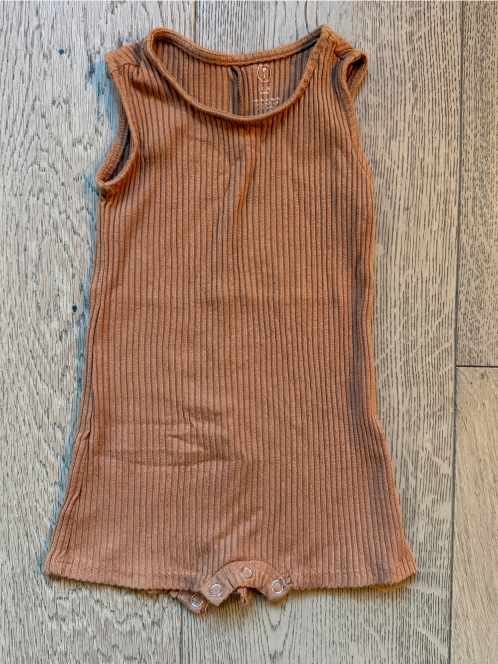 Kids Ribbed One-Piece Romper in Rust